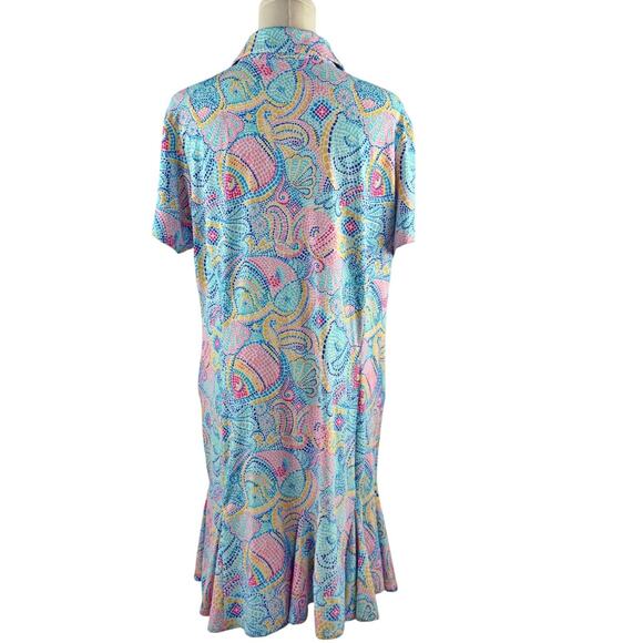 IBKUL Mariel Short Sleeve 1/4 Zip Godet Dress XL UPF50 Moisture Wicking Pink - Picture 4 of 8